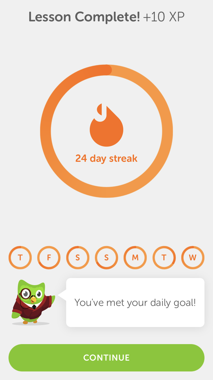 making progress in Duolingo