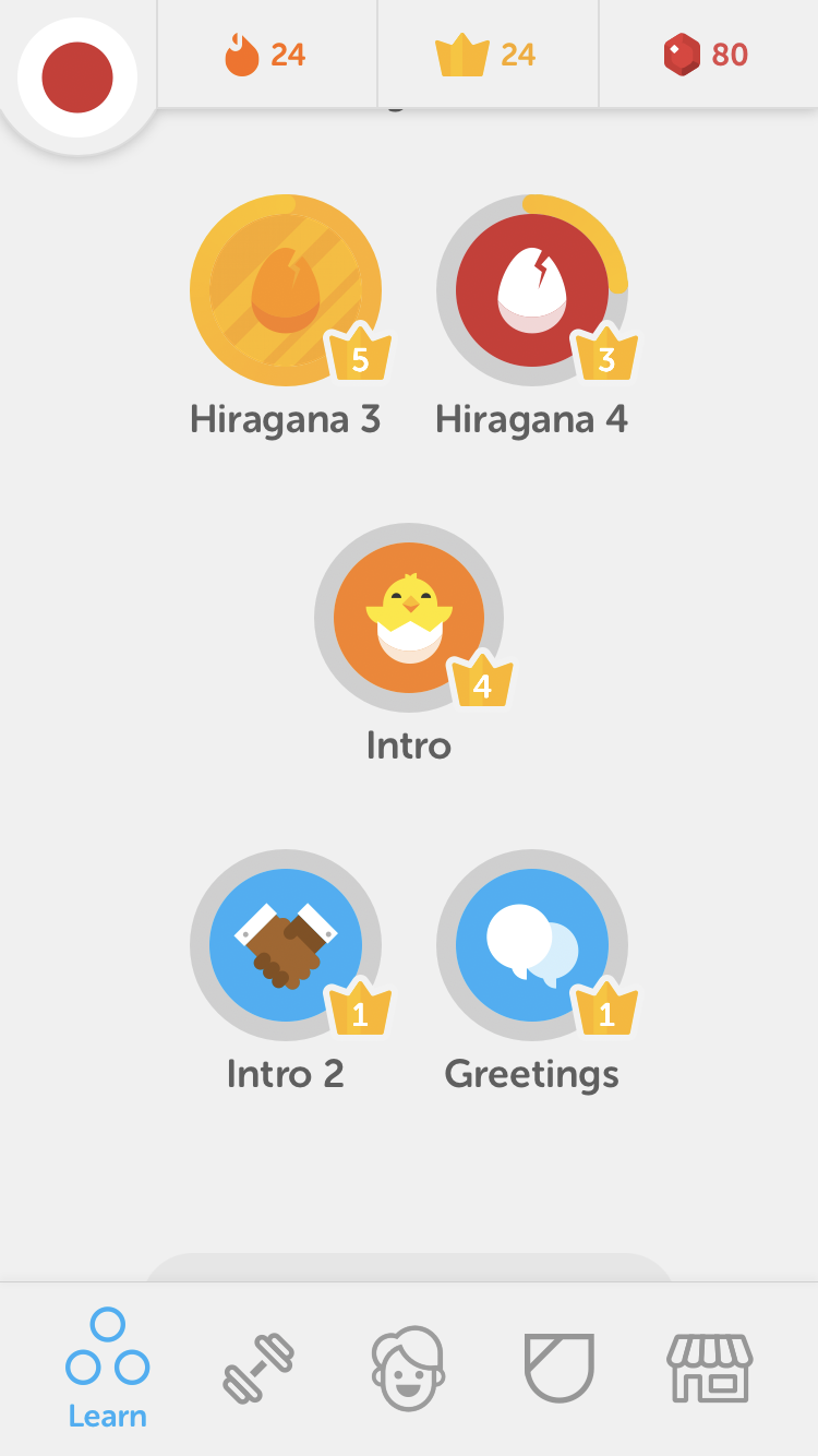 course tree in Duolingo